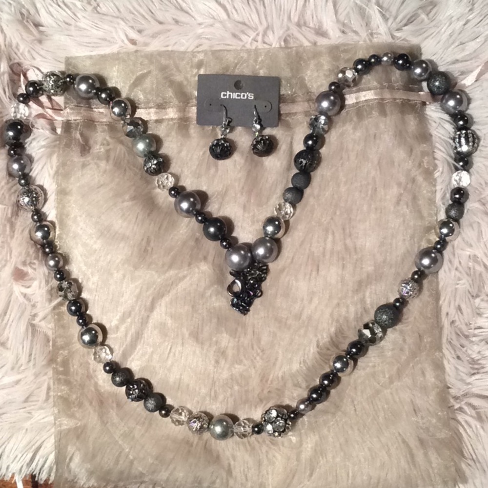 💎🖤NEW Chico’s Mariah Necklace and Earrings Set